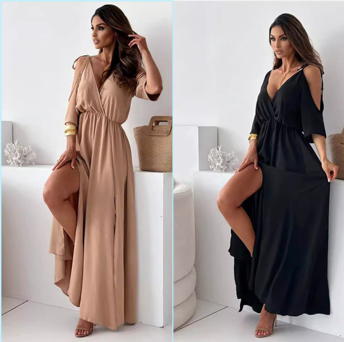 Yvonne™ - V-Neck Dress with Side Slit