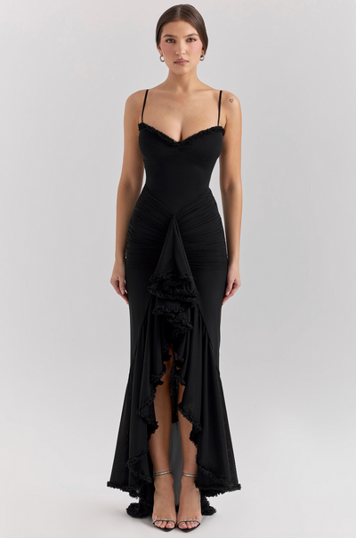 Alessia™ - Slit & Ruffle Maxi Dress
