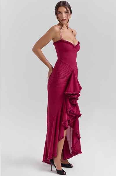 Alessia™ - Slit & Ruffle Maxi Dress