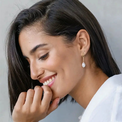 Chain Earrings with Baroque Pearls