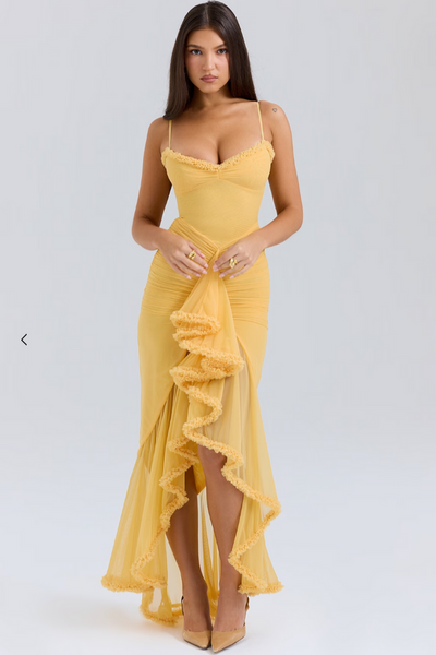 Alessia™ - Slit & Ruffle Maxi Dress
