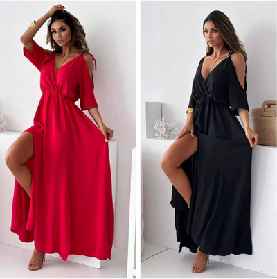 Yvonne™ - V-Neck Dress with Side Slit