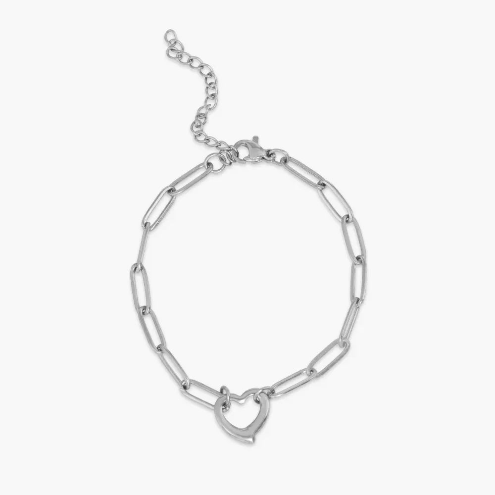 Heart Bracelet with Link Chain