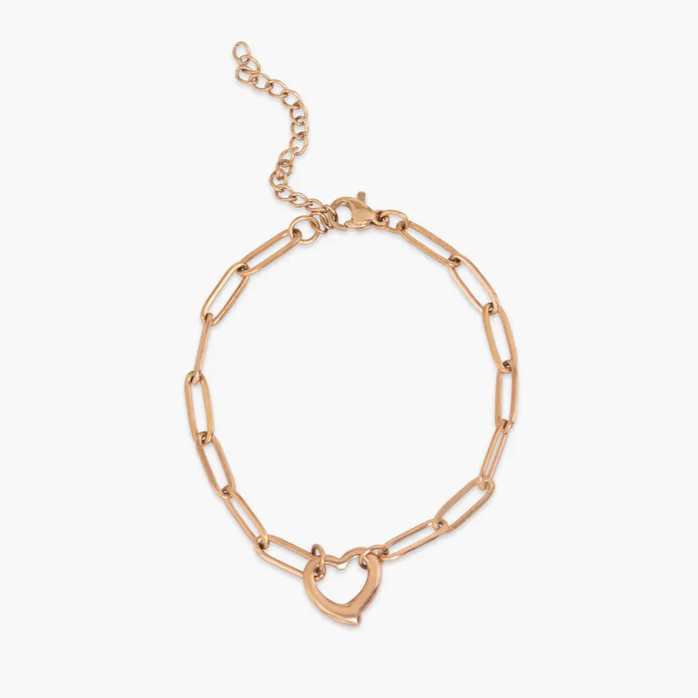 Heart Bracelet with Link Chain