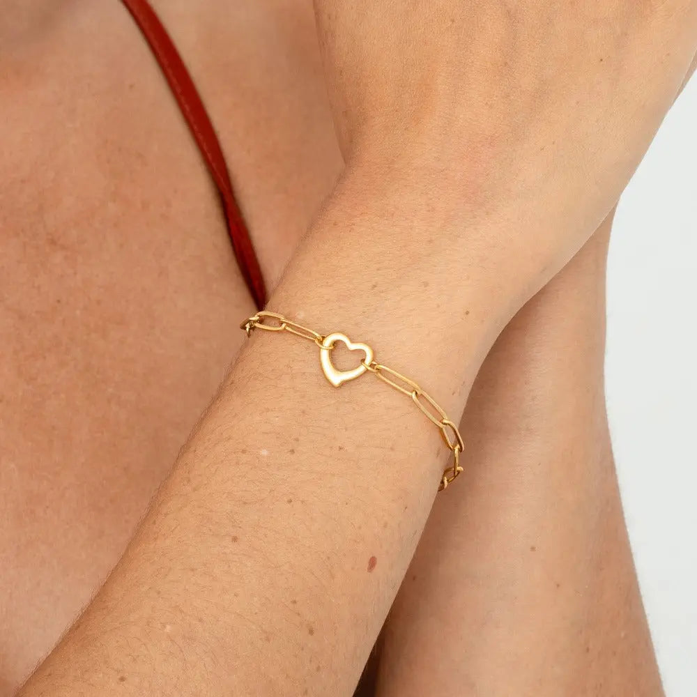 Heart Bracelet with Link Chain