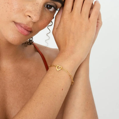 Heart Bracelet with Link Chain