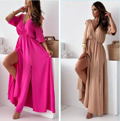 Yvonne™ - V-Neck Dress with Side Slit