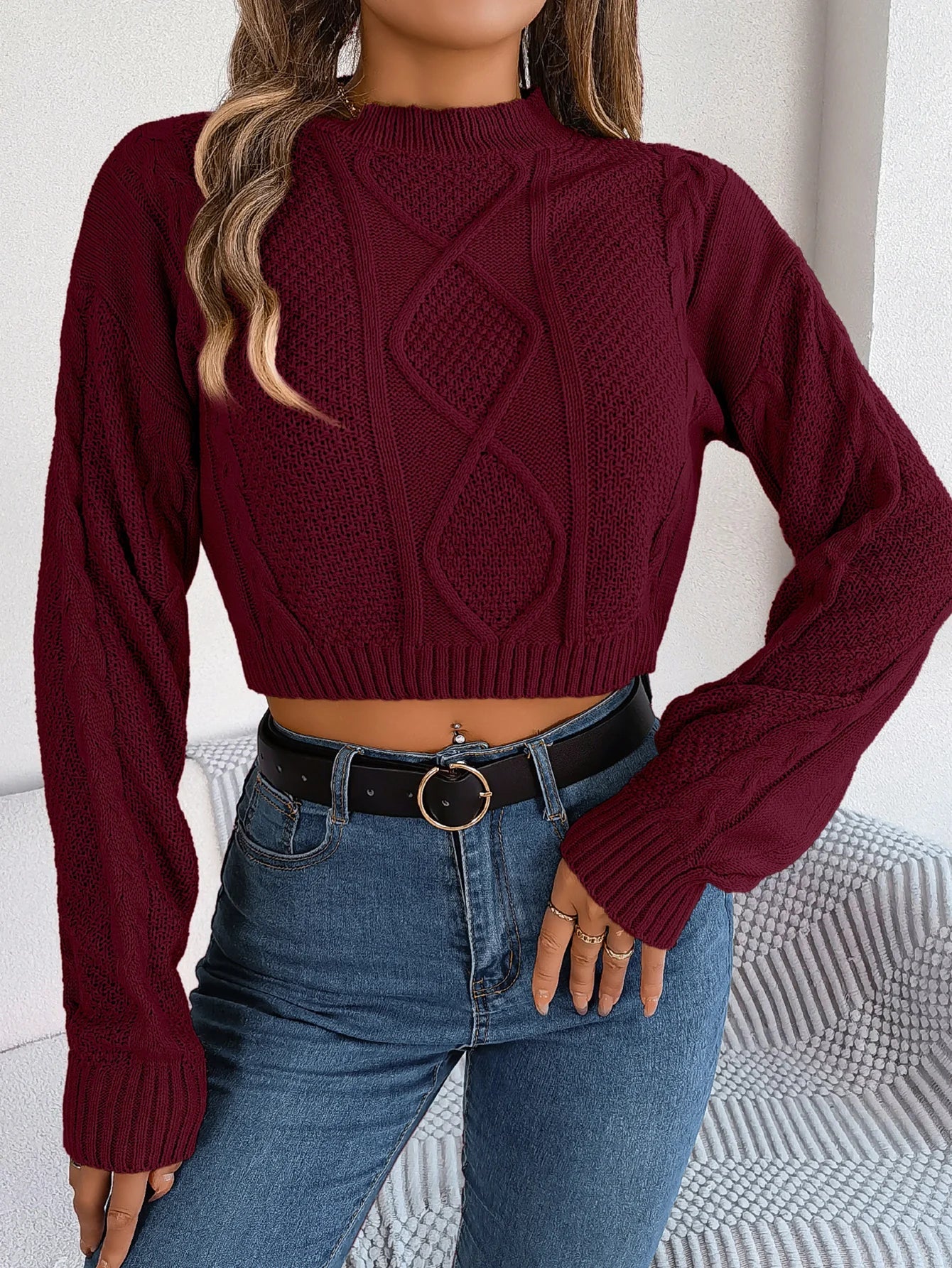 Cleo™ Casual Long Sleeve Crop Top