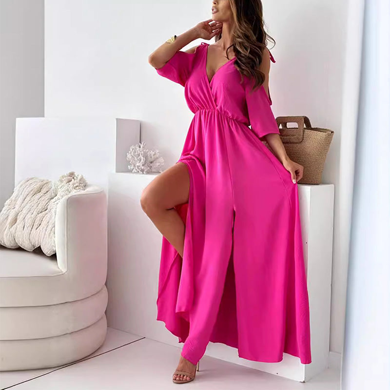Yvonne™ - V-Neck Dress with Side Slit