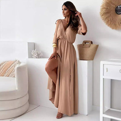 Yvonne™ - V-Neck Dress with Side Slit