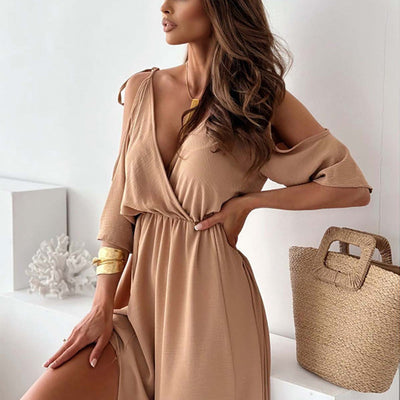 Yvonne™ - V-Neck Dress with Side Slit