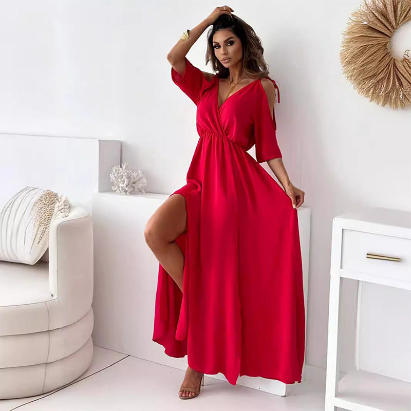 Yvonne™ - V-Neck Dress with Side Slit