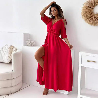 Yvonne™ - V-Neck Dress with Side Slit